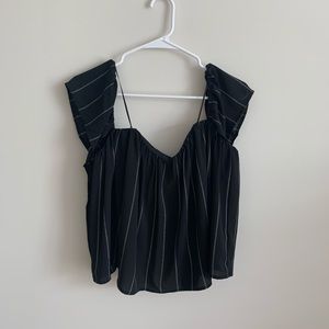 Black striped off the shoulder top